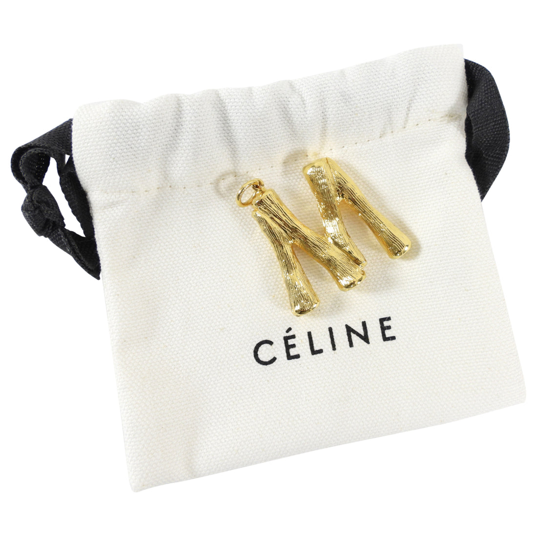 Celine Alphabet M Initial Goldtone Large Pendant