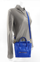 Céline Blue Leather Nano Luggage Tote Crossbody Bag