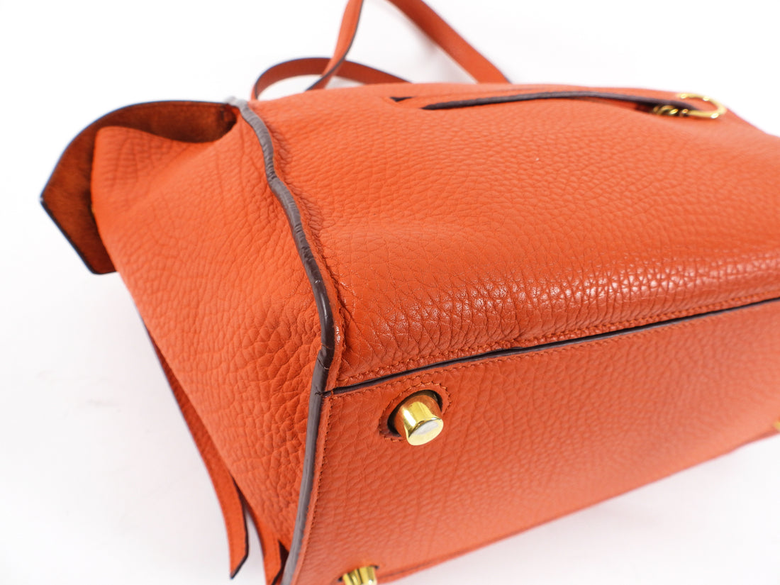 Celine Orange Grained Leather Small Ring Bag