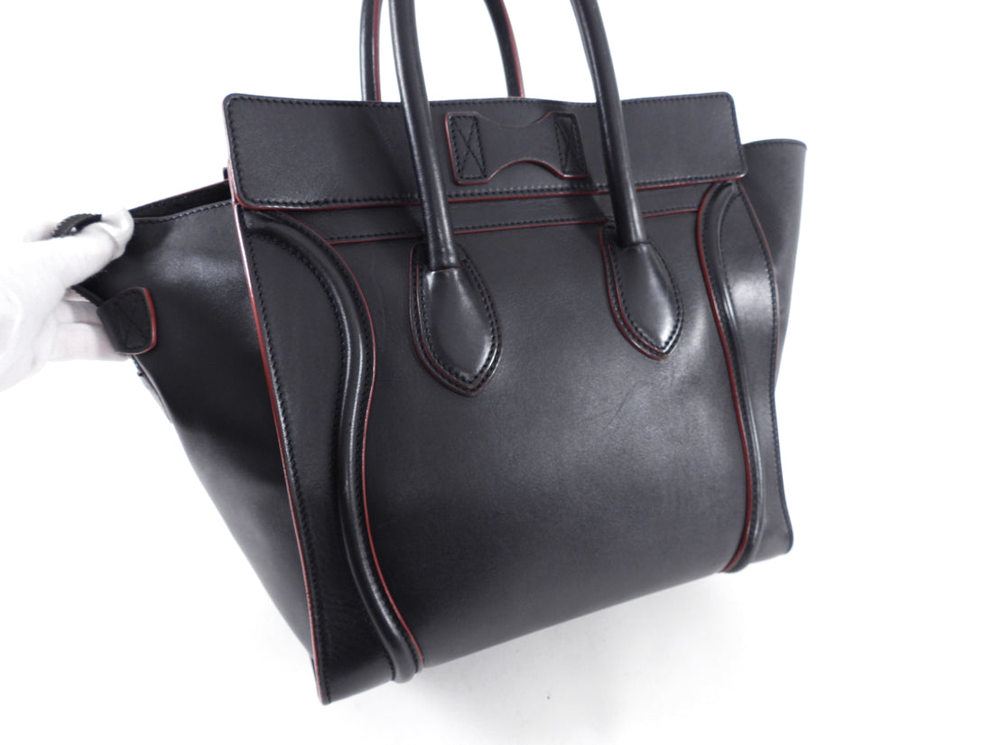 Celine Black Leather Mini Luggage Tote Bag