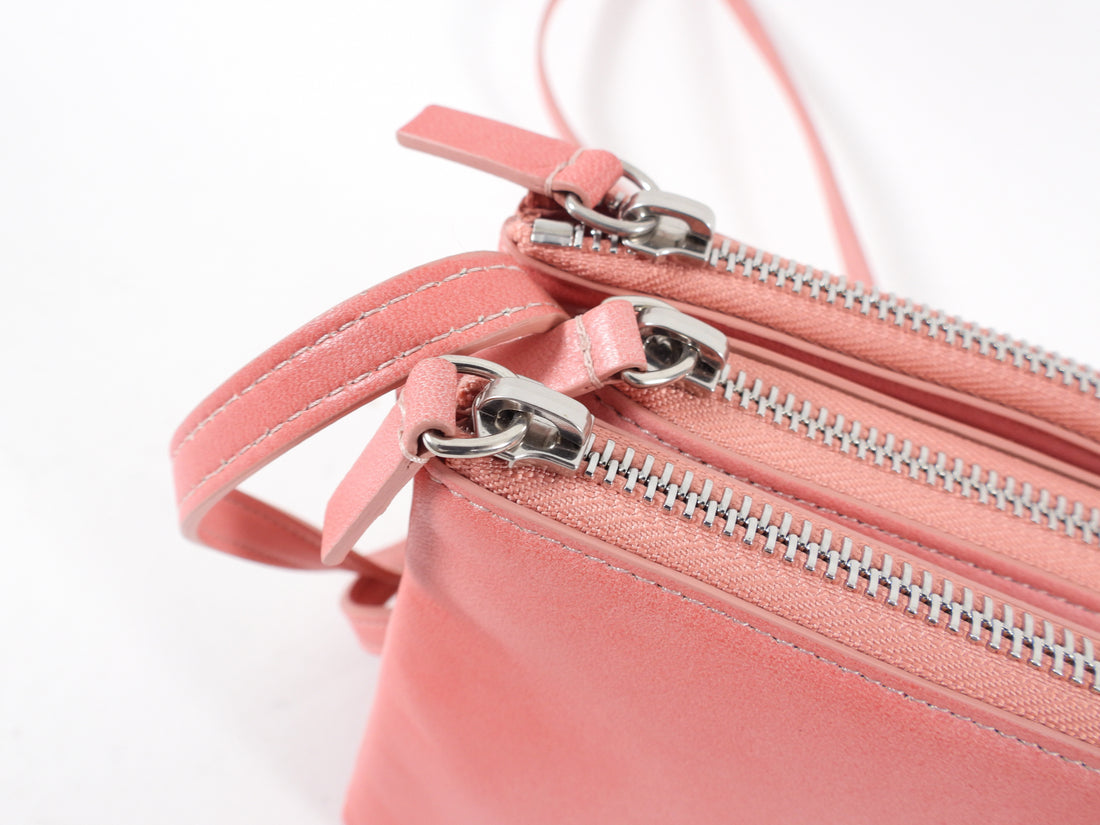 Celine Light Pink Leather Trio Crossbody Bag