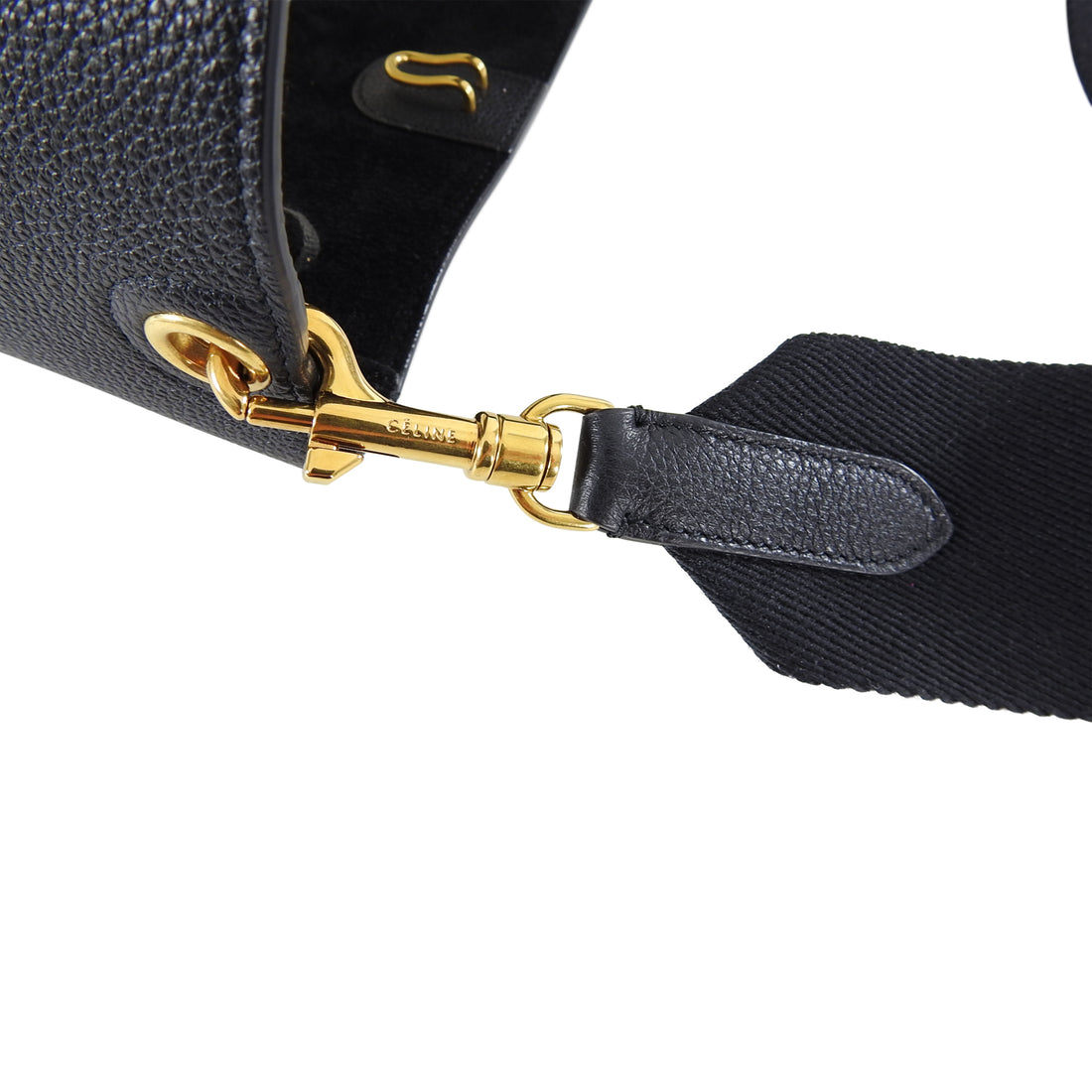 Celine Sangle Small Black Grained Leather Shoulder Bag