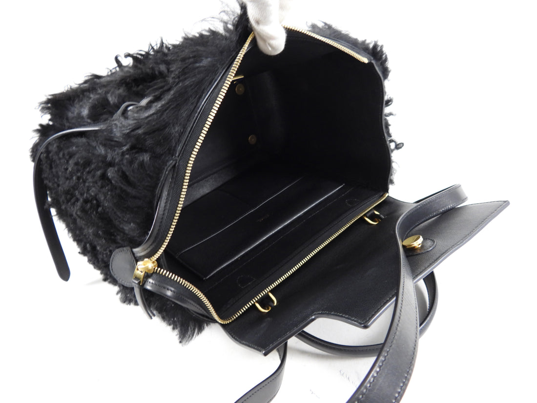 Celine Black Shearling Belt Bag