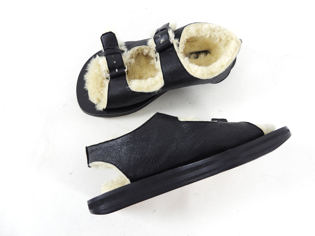 Celine Hiker Double Band Sandals Black and Shearling - 41