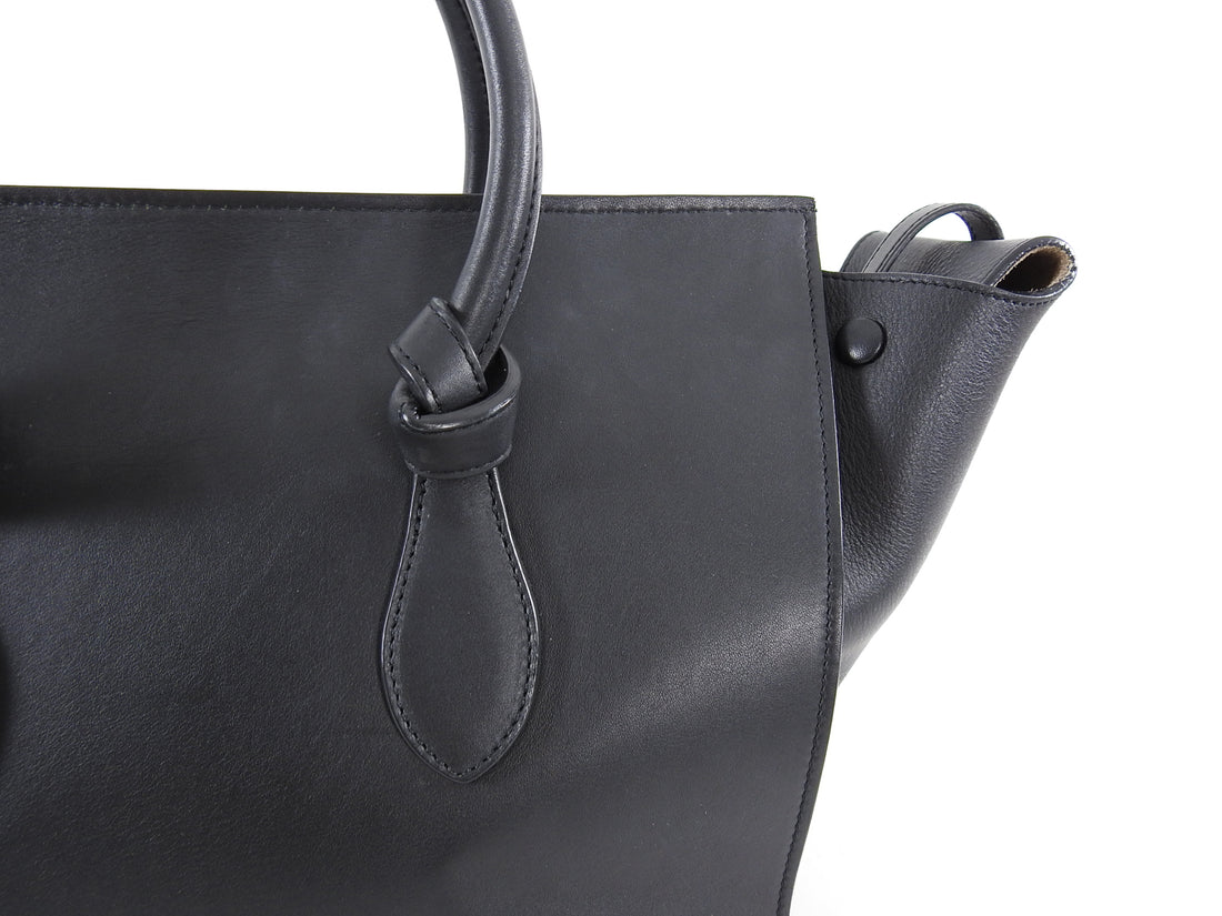 Celine Black Smooth Leather Tie Bag with pouch