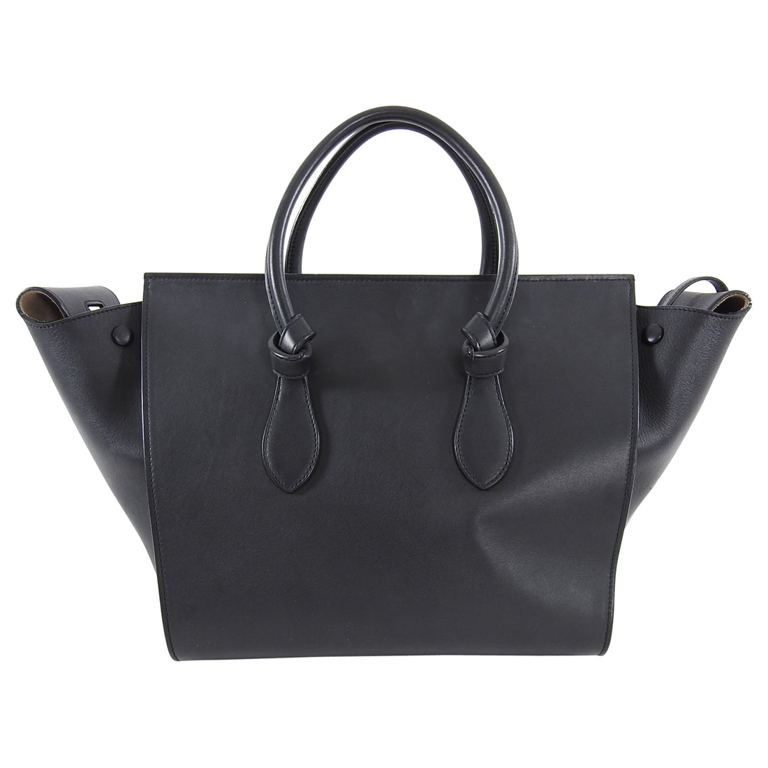 Celine Black Smooth Leather Tie Bag with pouch