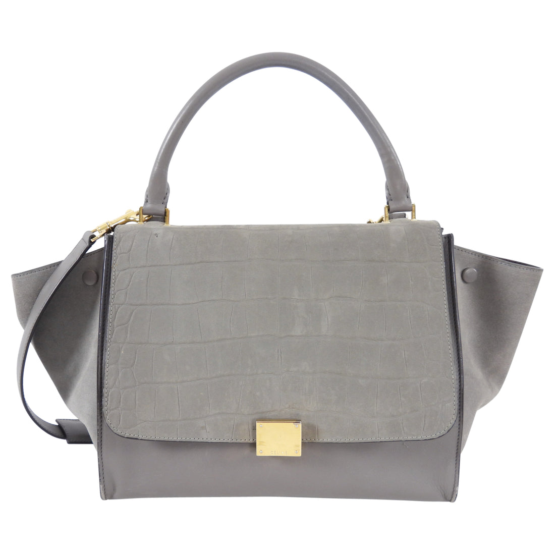 Celine Trapeze Medium Taupe Leather and Suede Bag