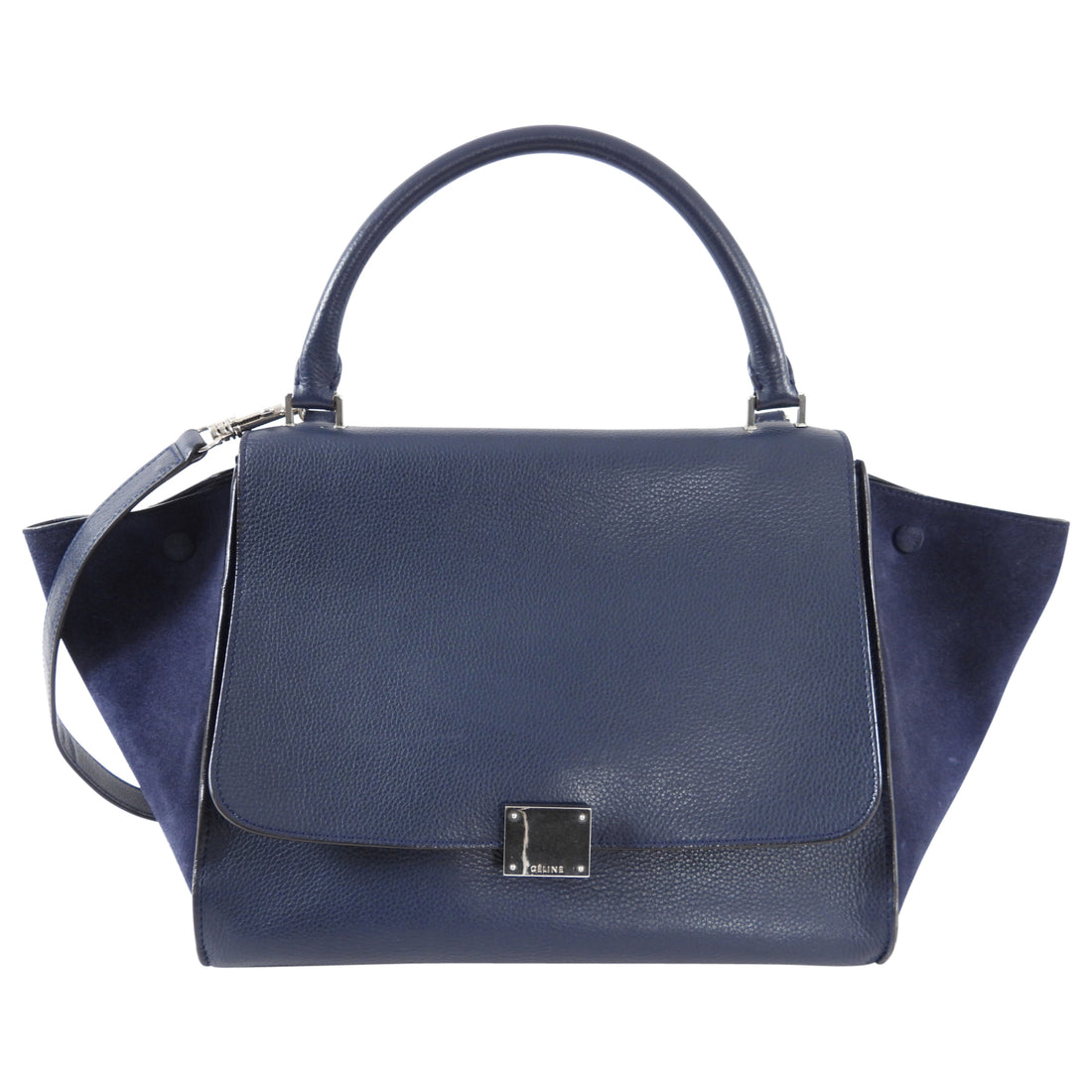 Celine Navy Leather and Suede Trapeze Two-Way Bag – I MISS YOU VINTAGE