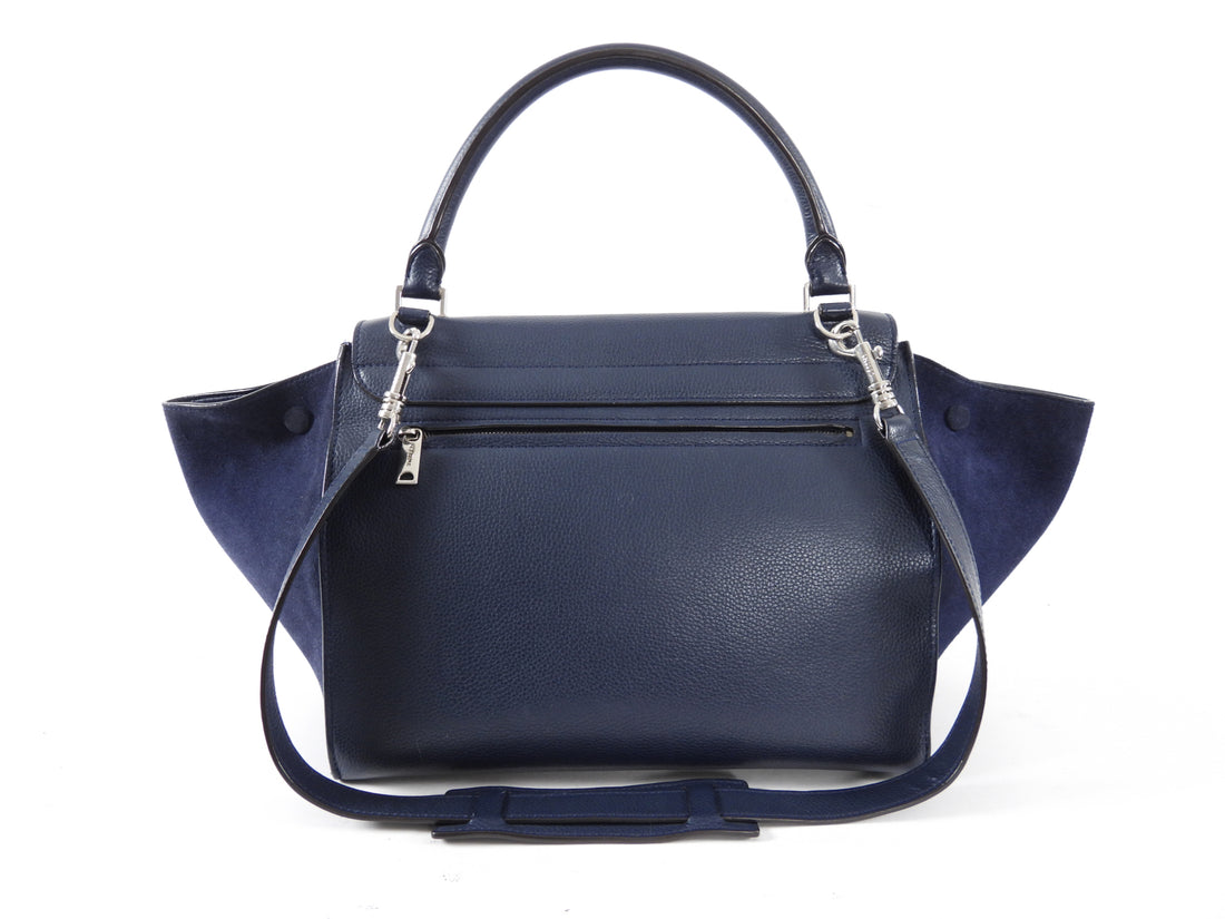 Celine Navy Leather and Suede Trapeze Two-Way Bag – I MISS YOU VINTAGE