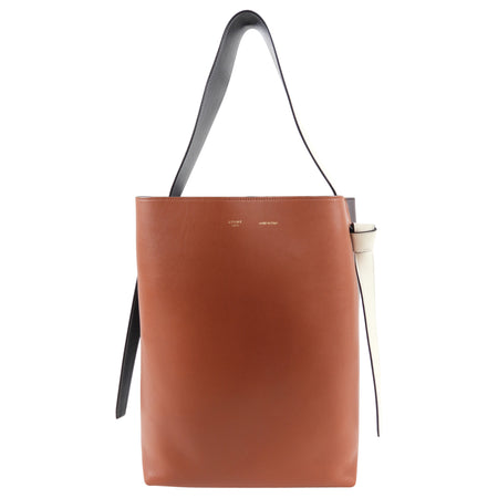 Celine Brick and Burgundy Small Twist Tote Bag