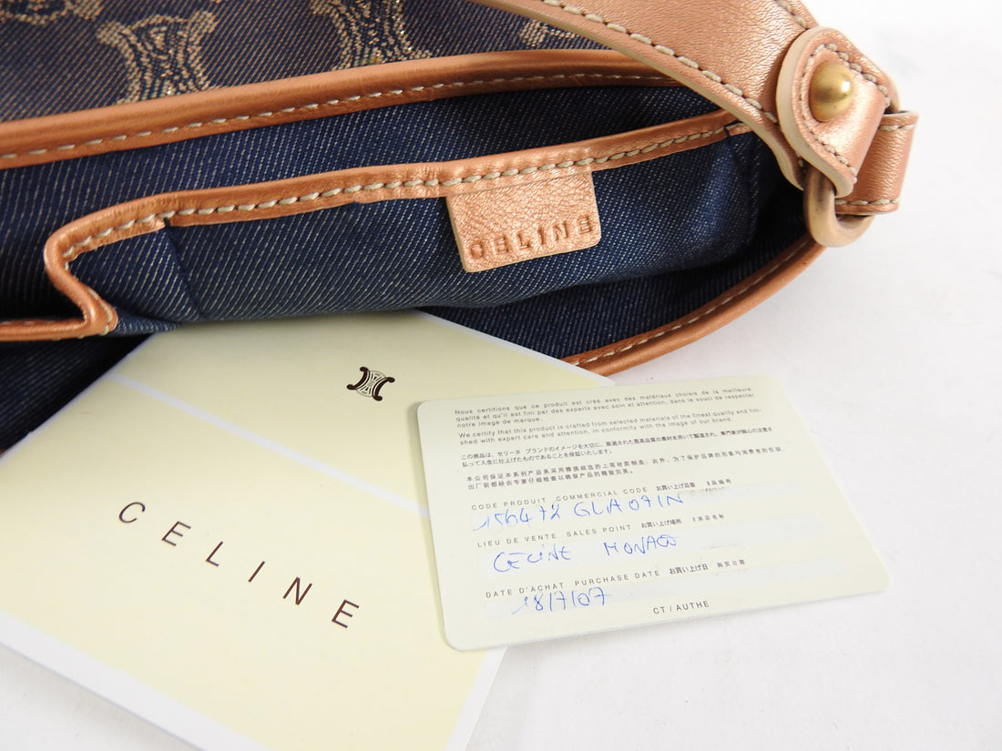 Celine Vintage 2007 Denim Macadam Logo Pochette Bag