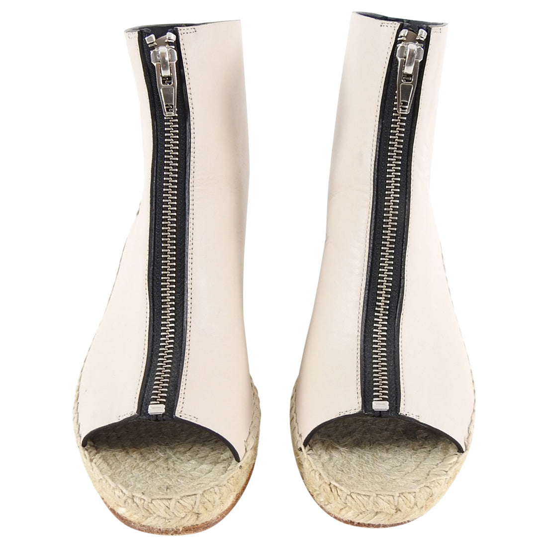 Celine Beige Zipper Espadrille Wedge Sandals - 38