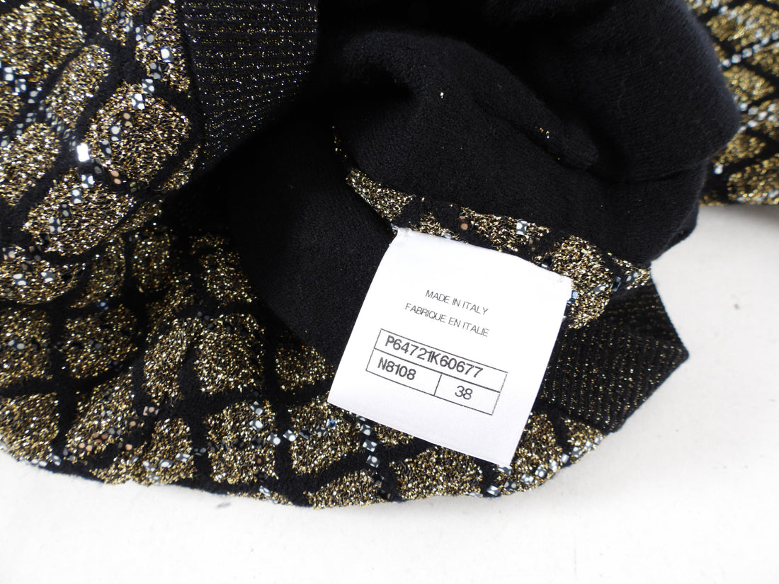 Chanel 20A Black and gold Shimmer Knit Cardigan Sweater - FR38