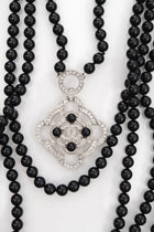 Chanel 2016 Black Beaded 5 Strand Necklace w/ Crystal CC Camellia