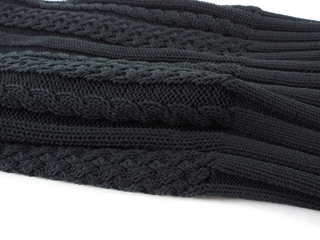 Chanel 02P Vintage Black Cable Knit Sleeveless Sweater Vest - FR34 / XS