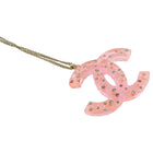 Chanel 04A Pink Acrylic CC Pendant Necklace with Rhinestones