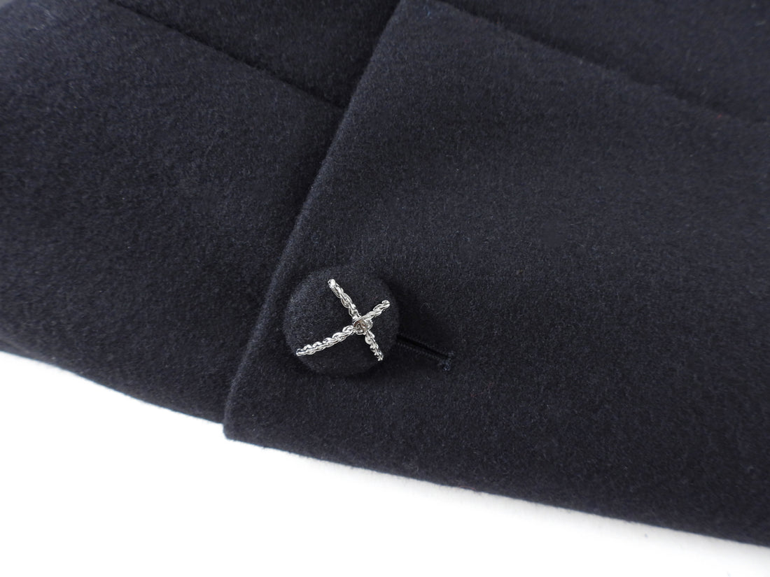 Chanel 07A Black Wool Belted Coat - FR40 / M