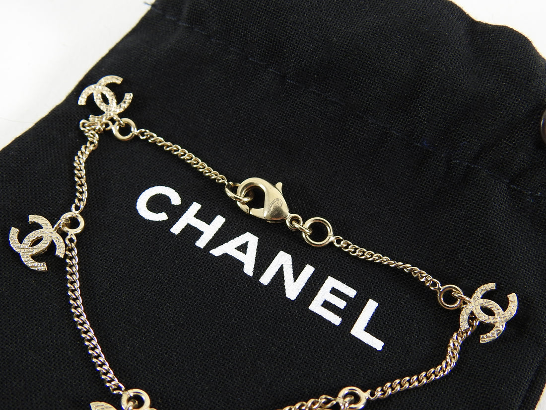 Chanel 13P Gold Dainty CC Charm Chain Bracelet