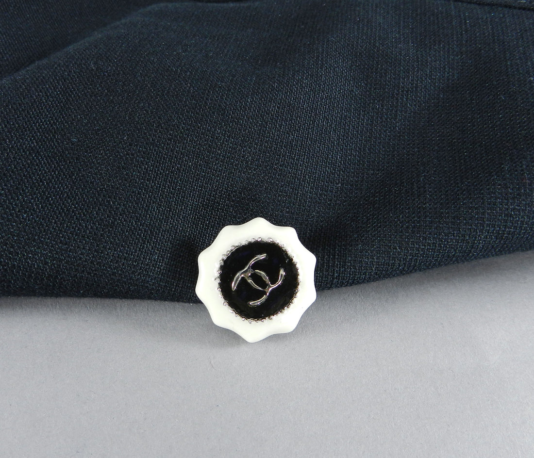 Chanel 14C Black Jacket with White Porcelain CC Buttons