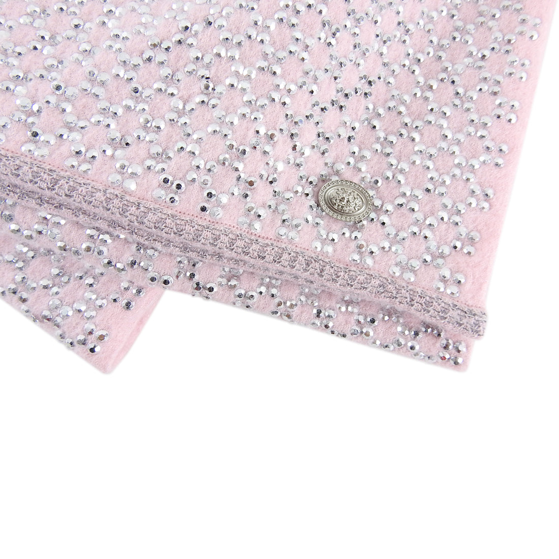 Chanel 17A Pink and Silver Strass Long Angora Scarf