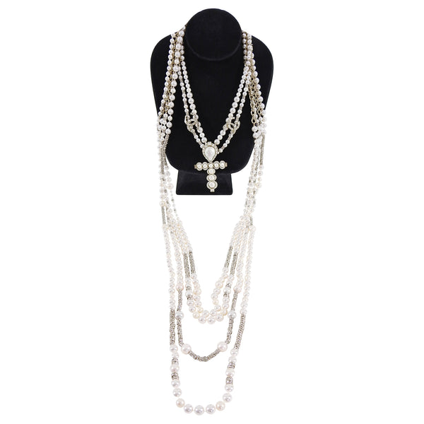 CHANEL Pearl Crystal CC Necklace 60 Long Strand Gold Chain 2019 NIB