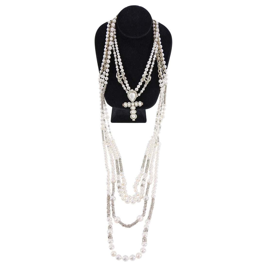 Lot - Chanel Faux Pearl & Crystal Star Necklace