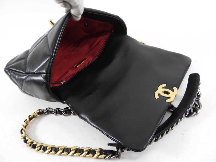 Chanel Black Quilted Leather 19 Chain Flap Bag