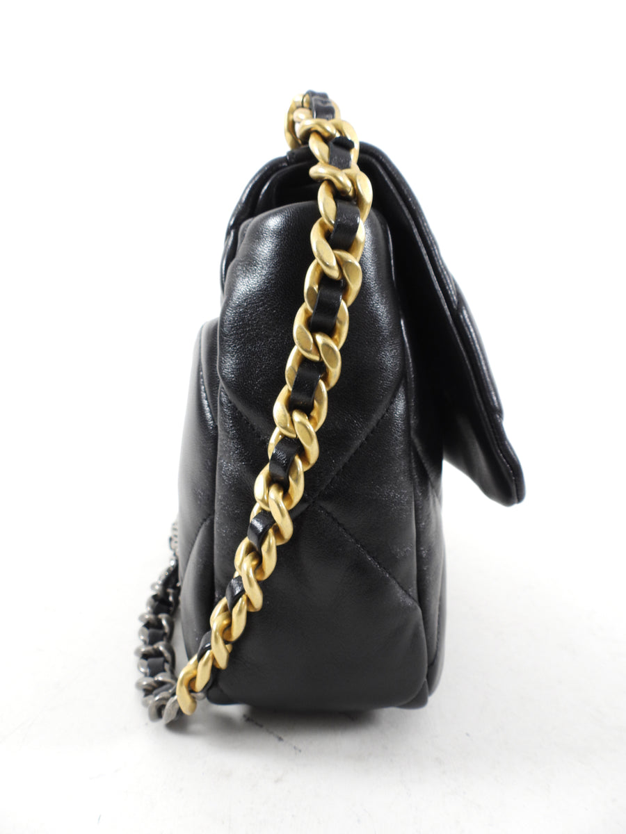 Chanel Black Quilted Leather 19 Chain Flap Bag