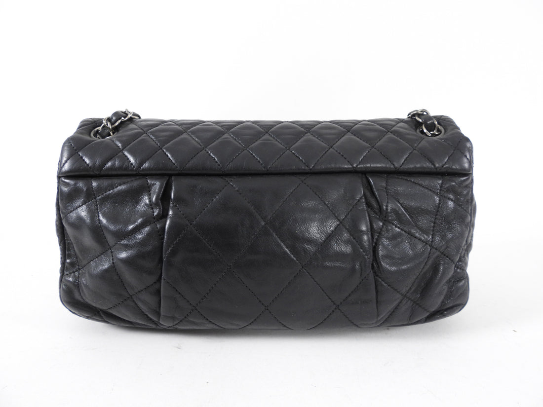 Chanel Black Leather and Ruthenium Soft Flap Bag