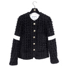 Chanel 20K Black Eyelash Tweed Jacket with White Satin Detail - FR38