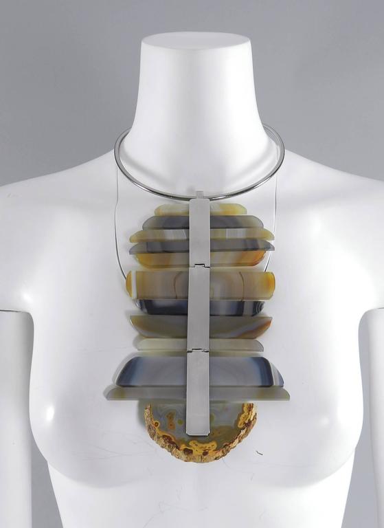 Chanel 09P Runway Large Modernist Agate Statement Necklace
