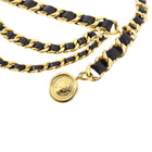 Chanel 95A Vintage Gold and Black Leather Chain Coin Belt 