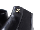 Chanel Black Smooth Leather Block Heel Ankle Boots - 37