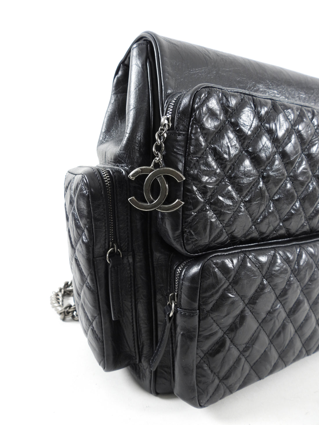 Chanel Casual Rock Airlines Black Aged Leather Backpack