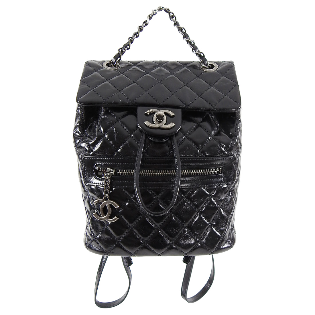 Chanel Black Glazed Calfskin Mountain Quilt Small Backpack Bag – I