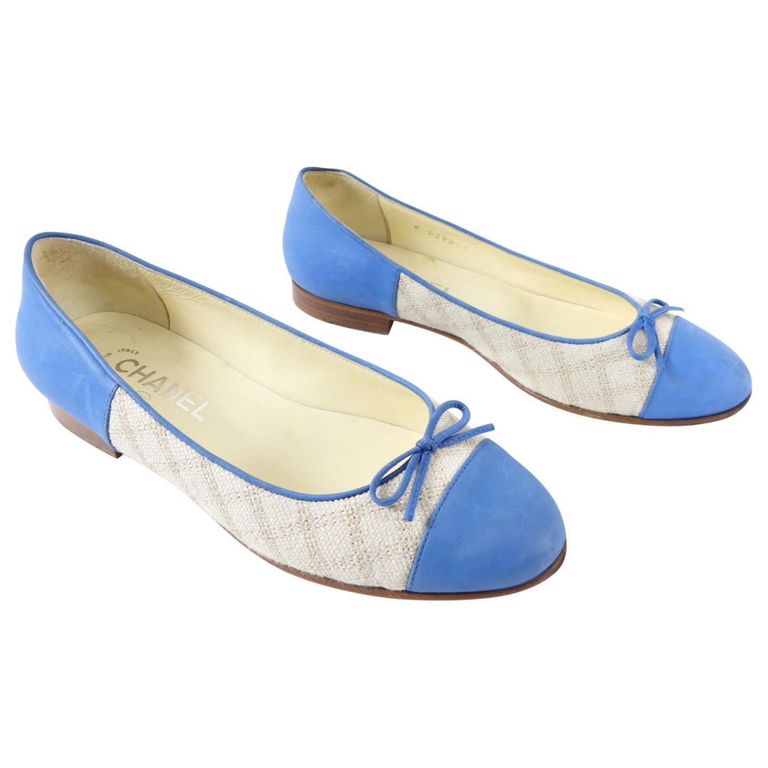 Chanel Blue Leather and Canvas Cap Toe Ballet Flat - USA 6 – I MISS YOU  VINTAGE