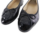 Chanel Black Ballet Flats with Patent Cap Toe - 39.5