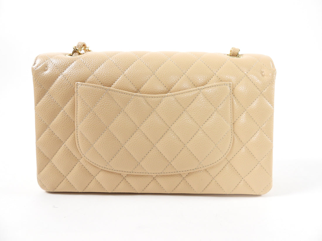 NWT🤎Chanel Classic Medium Beige Clair Caviar GHW Flap Bag Fullset Receipt  Chip