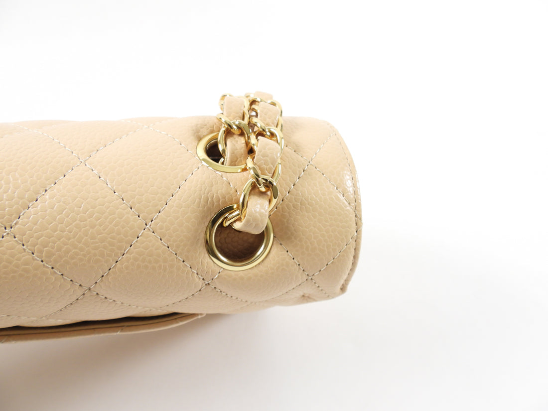 Chanel Beige Medium Caviar Classic Double Flap Bag GHW