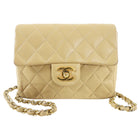 Chanel Vintage 1989 Beige Mini Classic Flap Crossbody Bag