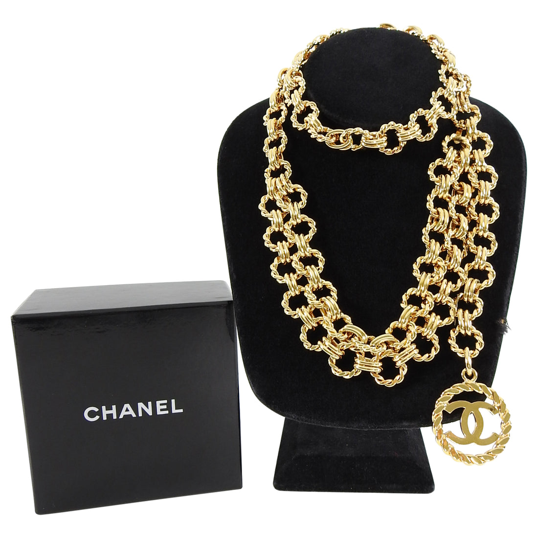 Chanel Vintage 1989 Gold Chain CC Drop Belt