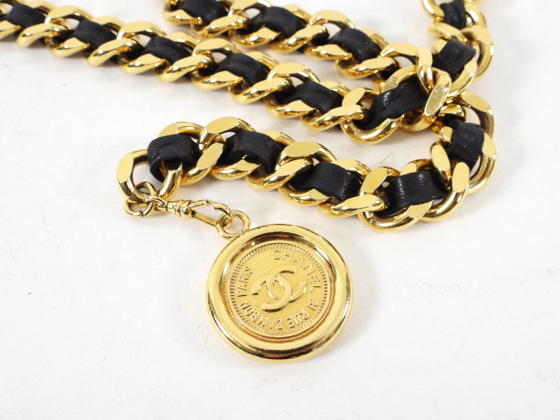 Chanel Vintage 1990’s Single Braided Medallion Chain Belt