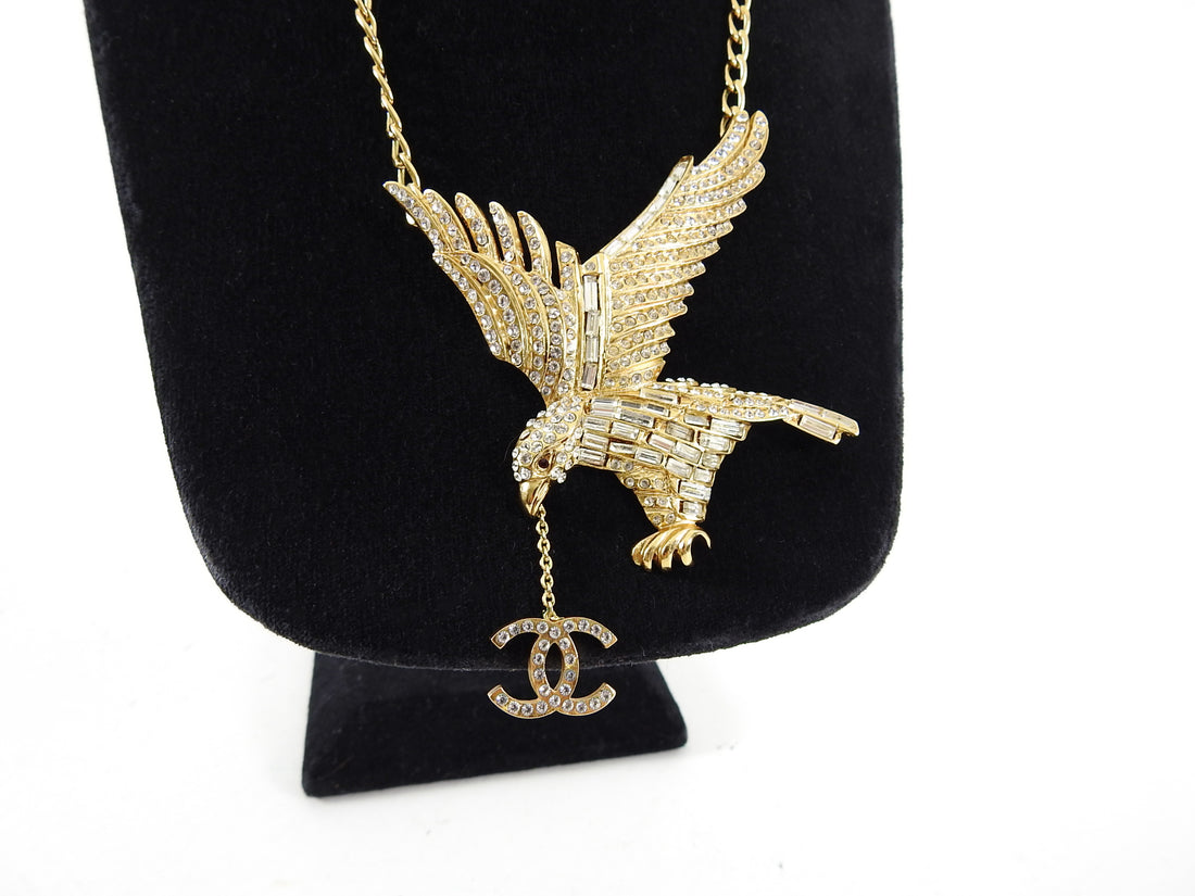 Chanel Vintage 2001 Spring Jewelled Eagle CC Drop Necklace