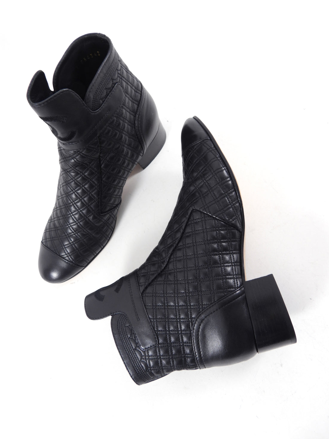Chanel Black Quilted Ankle Boots with Goldtone Detail - USA 9
