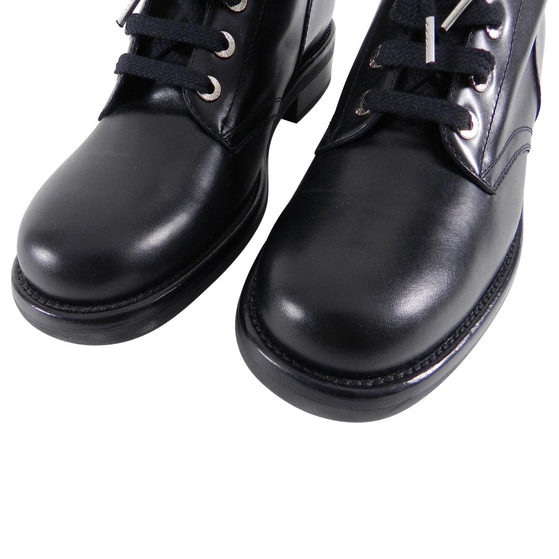 Chanel Pre-Fall 2013 Edinburgh Black Lace Up Ankle Combat Boots