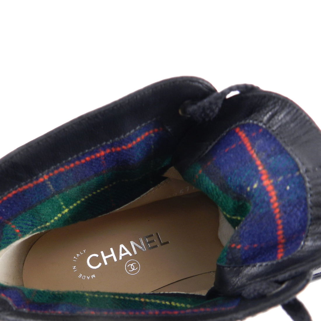 Chanel Pre-Fall 2013 Edinburgh Black Lace Up Ankle Combat Boots
