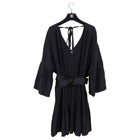 Chanel Black Flat Pleat Knit V-Neck Dress - FR38 / M