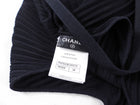 Chanel Black Flat Pleat Knit V-Neck Dress - FR38 / M
