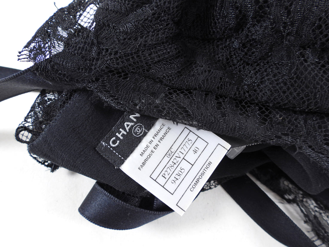 Chanel 06C Black Lace Tiered Cocktail Dress - FR40 / USA 8