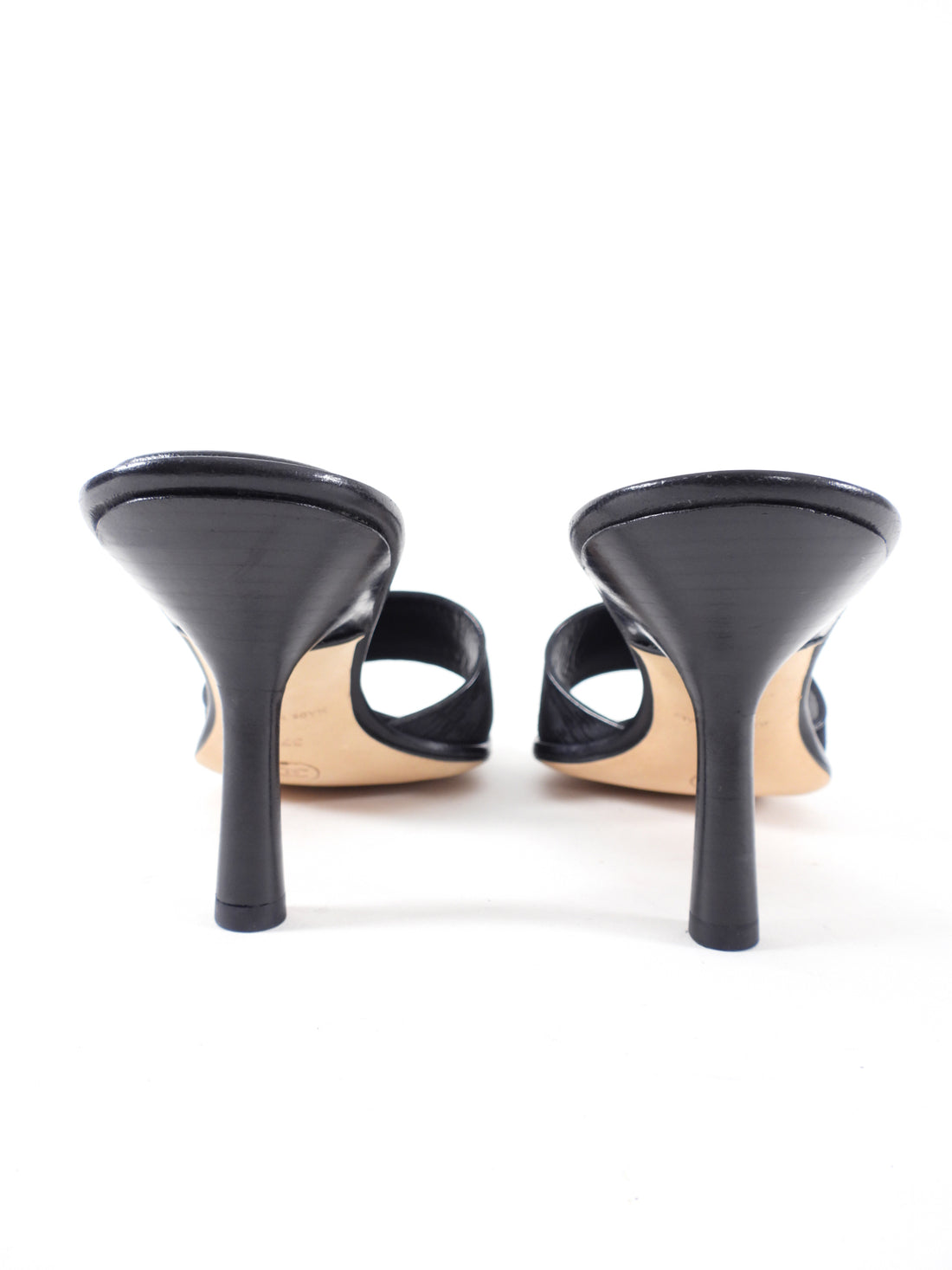 Chanel 02C Black Fabric Logo Mules - USA 7